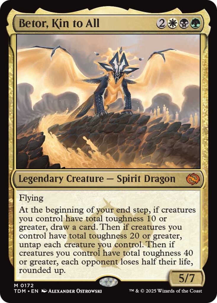 Betor, Kin to All. A card from the upcoming Magic the Gathering set, Tarkir: Dragonstorm.